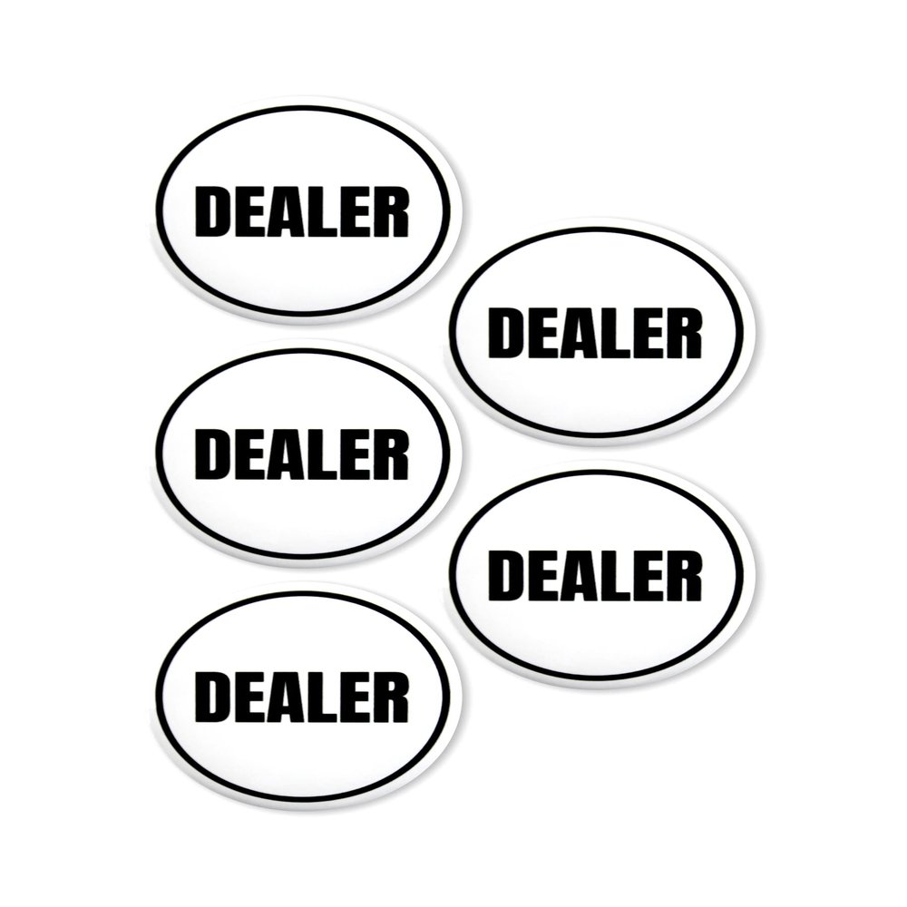 5 Pack - Casino Poker Game Accessory Dealer Markers/Buttons - 2.25 Inch