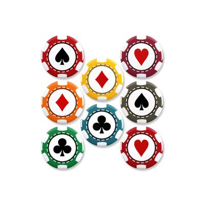 8 Pack - Casino Poker Chip Pinback Buttons - 2.25 Inch