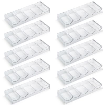 Versa Games 10 Clear Acrylic Poker Chip Trays - Casino Grade - 30% Thicker Than Standard Chip Trays - for Standard Size Poker Chips & Clay Poker Chips - 10 Poker Chip Racks - Each Holds 100 Chips