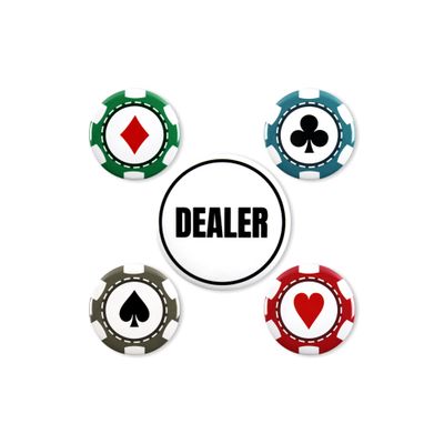 152 Pack - Light Weight Metal Back Poker Chips With Dealer Marker - 1.5 Inch