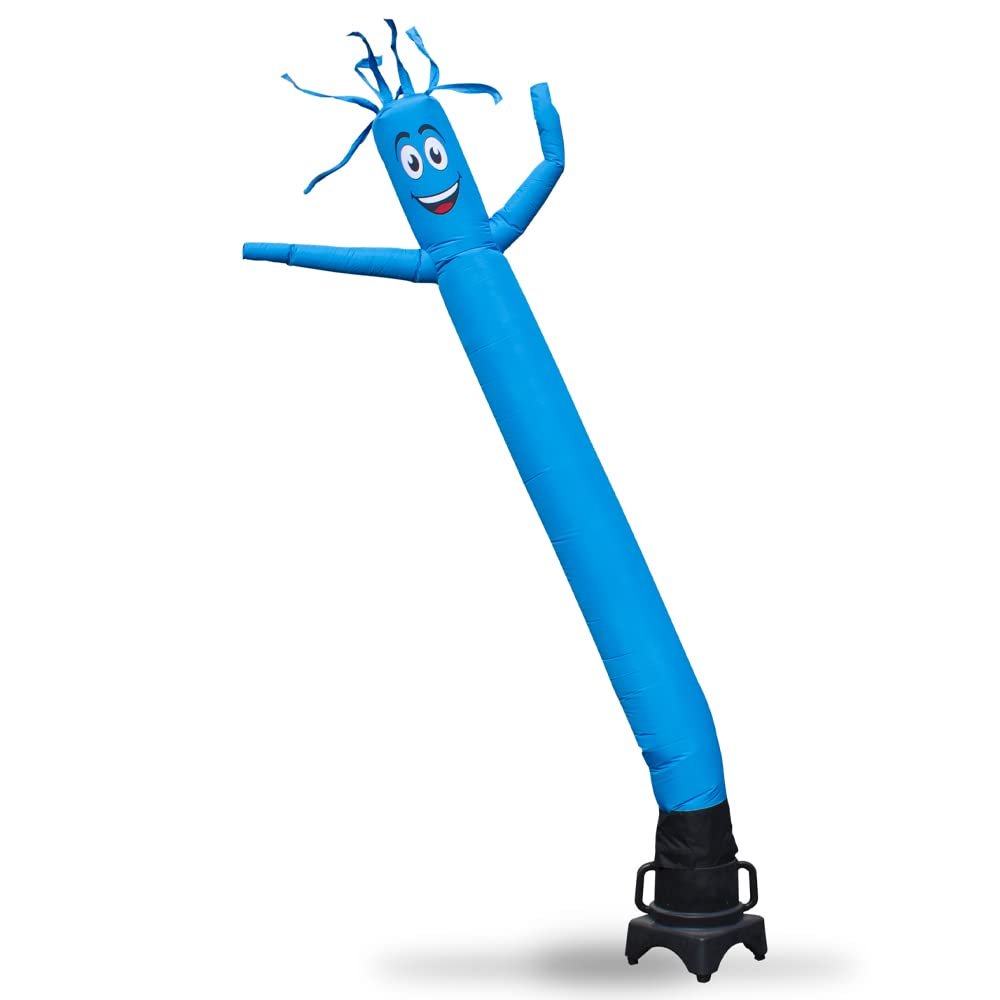 Light Blue Cyan 8 Foot Tall Inflatable Tube Man Air Powered Waving Puppet, Air Blower Motor Included with 6ft Solid Colored Dancer by Feather Flag Nation
