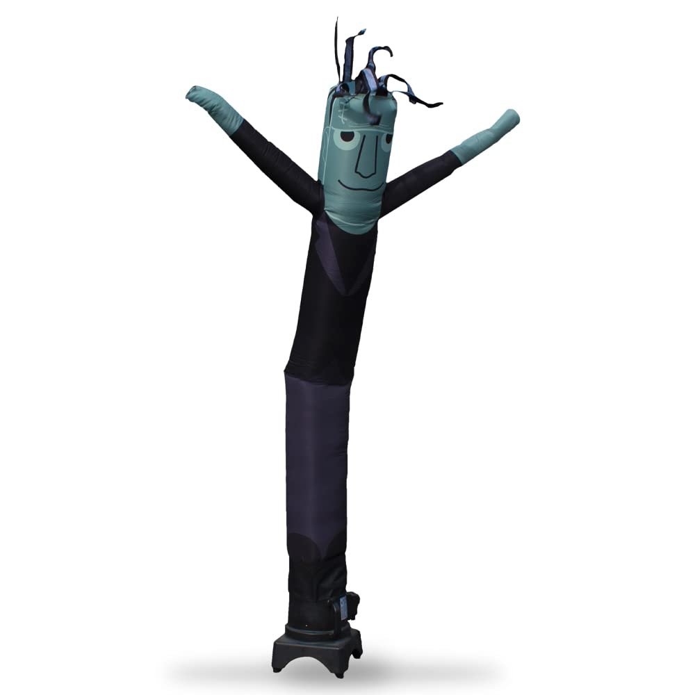 Frankenstein Halloween 8 Foot Tall Inflatable Tube Man Air Powered Waving Puppet, Air Blower Motor Included with 6ft Solid Colored Dancer by Feather Flag Nation