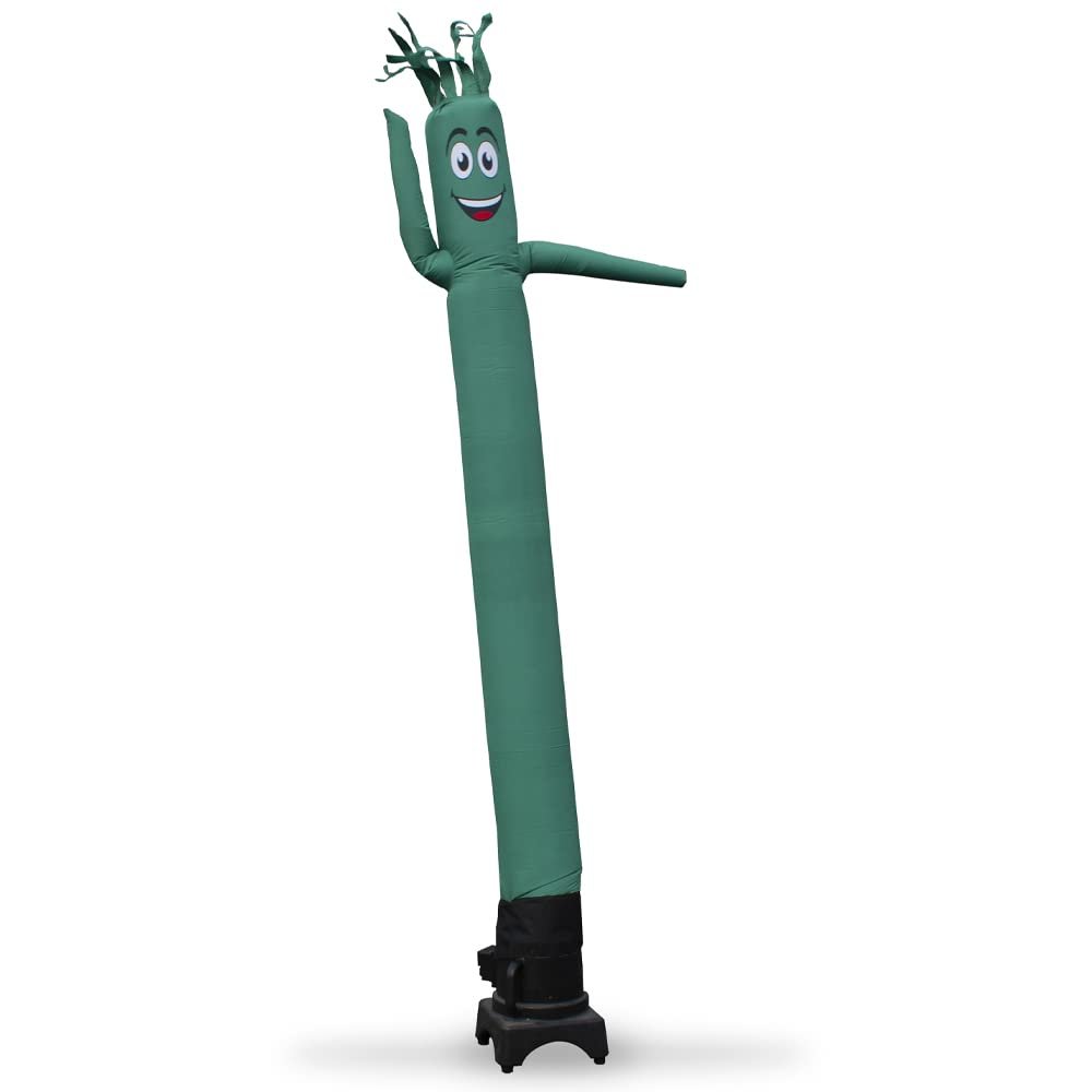 Dark Green 8 Foot Tall Inflatable Tube Man Air Powered Waving Puppet, Air Blower Motor Included with 6ft Solid Colored Dancer by Feather Flag Nation