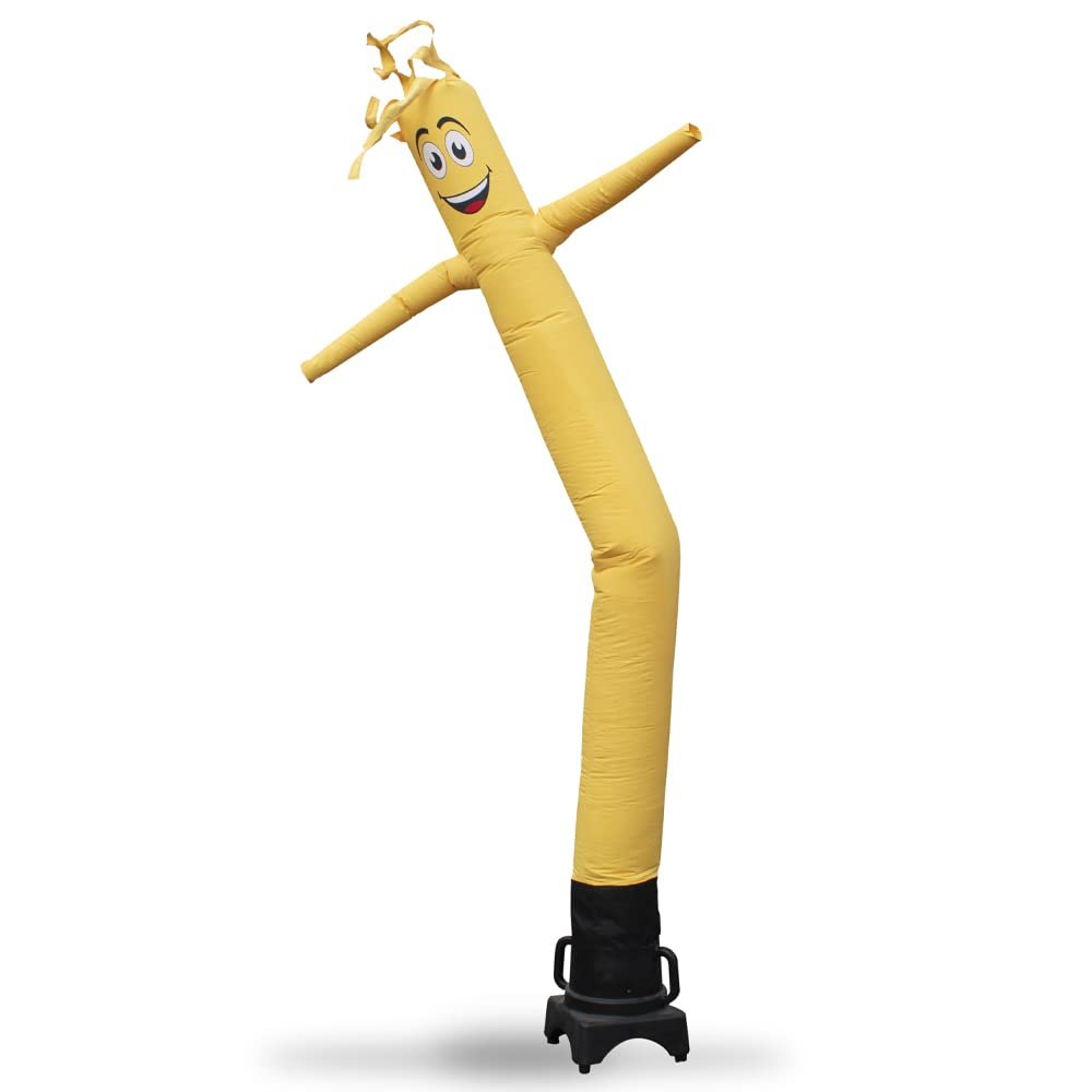 Golden Yellow 8 Foot Tall Inflatable Tube Man Air Powered Waving Puppet, Air Blower Motor Included with 6ft Solid Colored Dancer by Feather Flag Nation