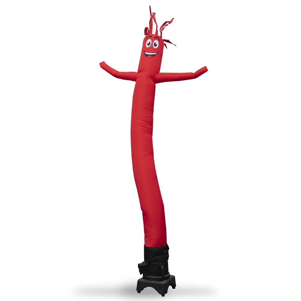 Solid Red 8 Foot Tall Inflatable Tube Man Air Powered Waving Puppet, Air Blower Motor Included with 6ft Solid Colored Dancer by Feather Flag Nation