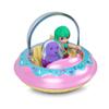 Polly Pocket Collectible Micro Mini Metal Vehicle, Poseable Doll and Pet Set - Polly's Friend Doll with Donut Theme UFO and Purple Puppy (with Space Helmet) Sidekick Playset view 3