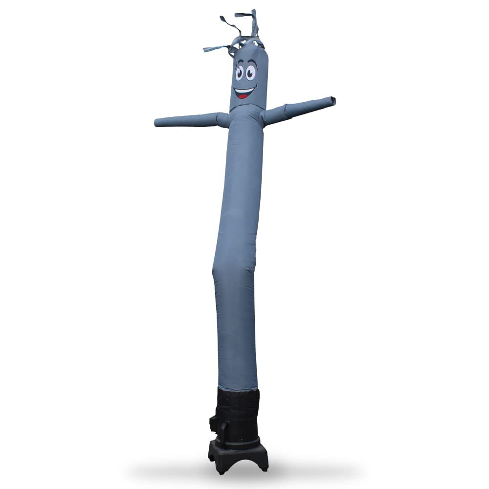 Cool Grey Gray 8 Foot Tall Inflatable Tube Man Air Powered Waving Puppet, Air Blower Motor Included with 6ft Solid Colored Dancer by Feather Flag Nation