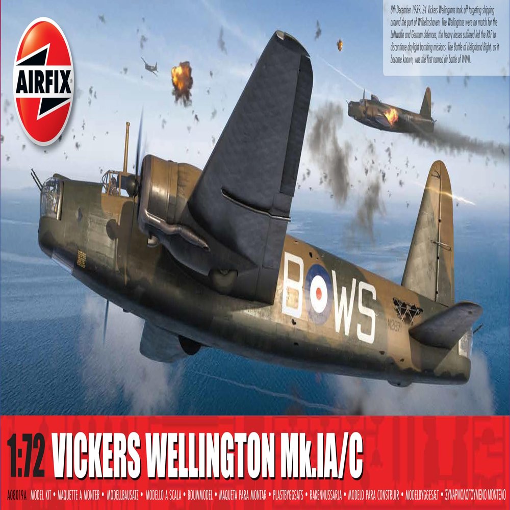 Airfix Model Airplane Kit Gift Set - A08019A Vickers Wellington Mk.IA/C, Plastic Plane Model Kits for Adults & Kids 14+, Skill Level 3, 1:72 Scale WW2 Military Aircraft Models - Real Aeroplane Models