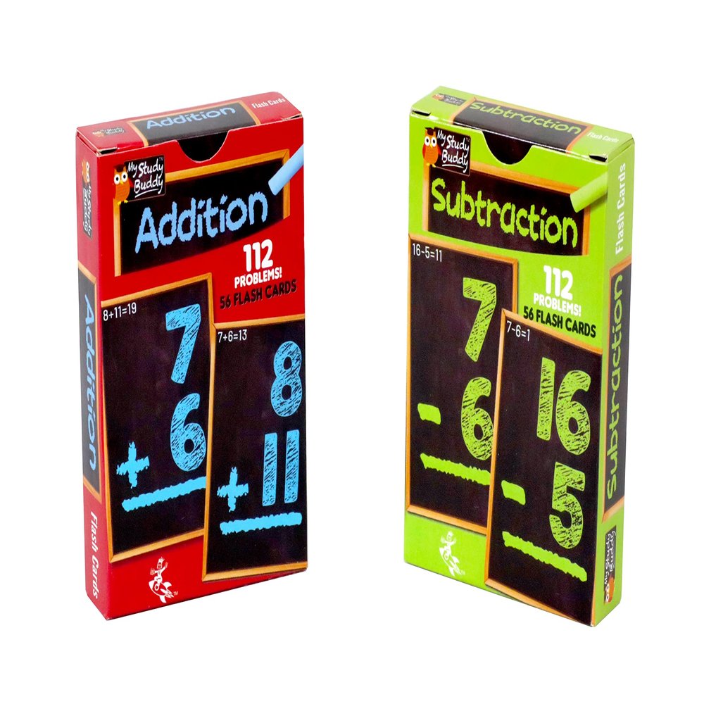 Regal Games Math Flash Cards for Addition & Subtraction - 1st, 2nd, 3rd Grade & More - Flash Cards Math for Kids (112 Cards - 2 Packs)