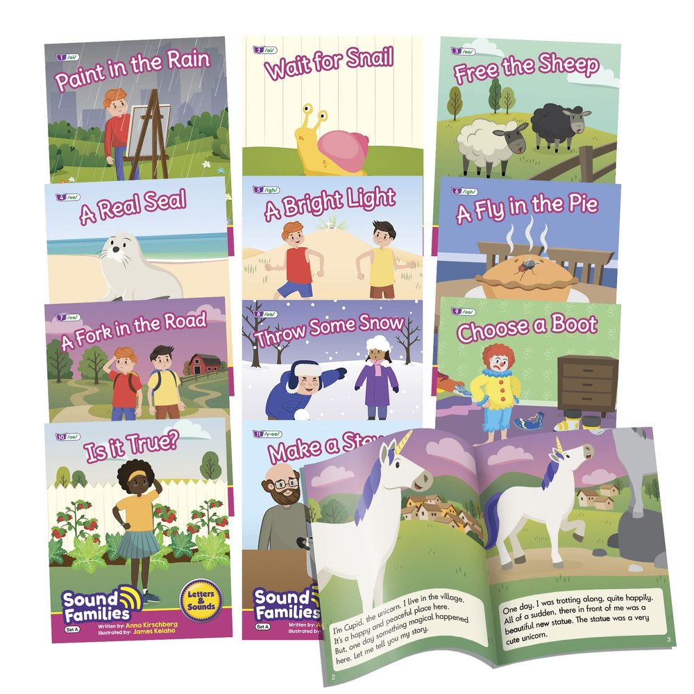 Junior Learning Decodable Readers Sound Families Long Vowel Fiction Phase 5.5, Learn to Read, Easy decodable Texts, with 12 Books, for Ages 5+, Grade K
