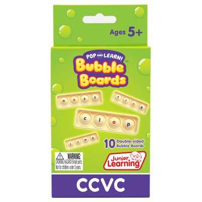 Junior Learning CCVC Bubble Boards Pop and Learn, Decodable, Language Arts and Sensory Learning, for Ages 5+, Grade K
