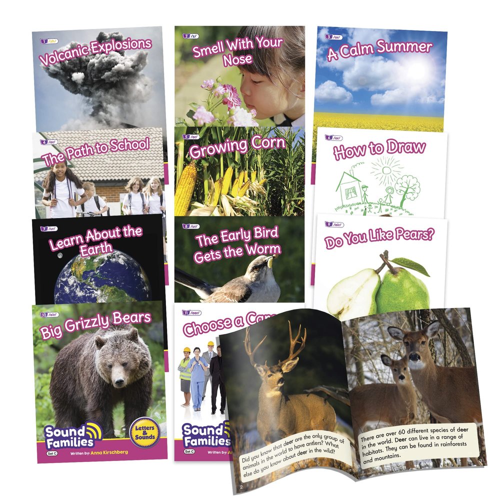 Junior Learning Decodable Readers Sound Families R-Controlled Non-Fiction Phase 5.5, Vowel Sounds, Learn to Read, Easy decodable Texts, with 12 Books, for Ages 5+, Grade K, Medium
