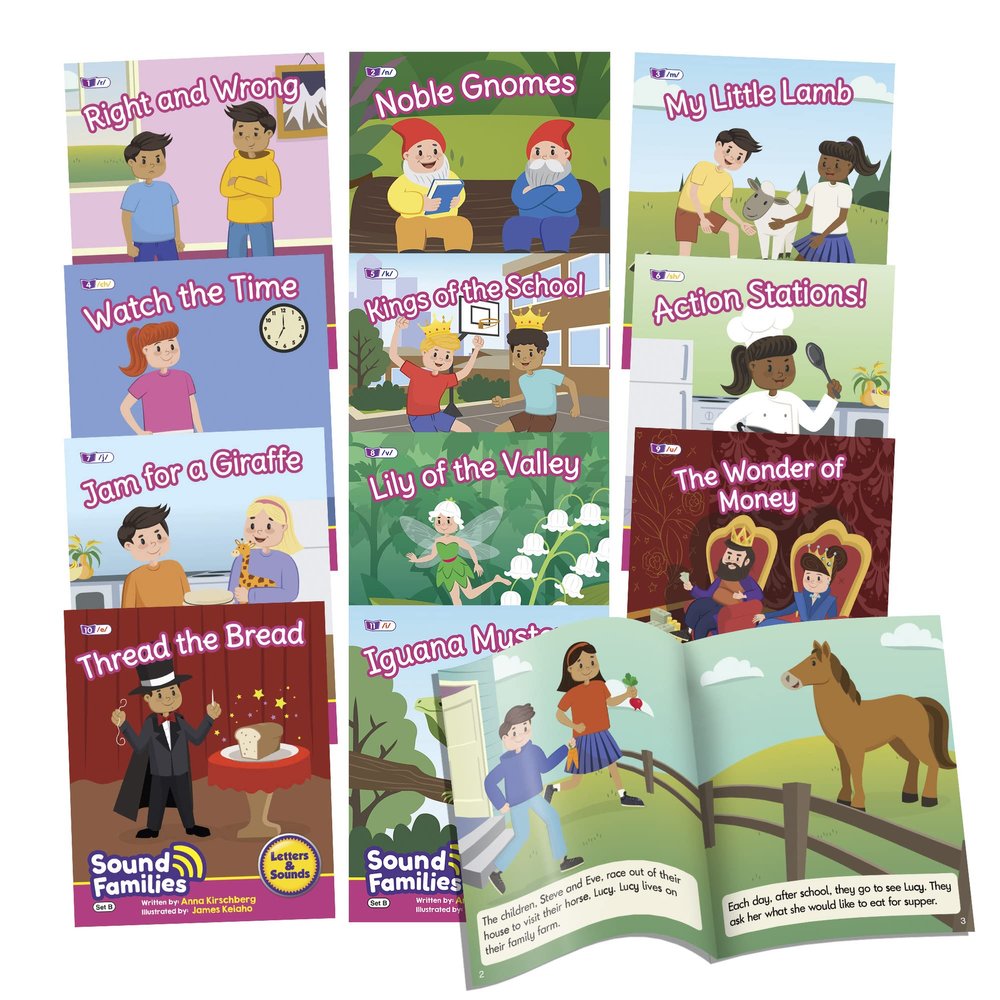 Junior Learning Decodable Readers Sound Families Consonants Fiction Phase 5.5, Learn to Read, Easy decodable Texts, with 12 Books, for Ages 5+, Grade K