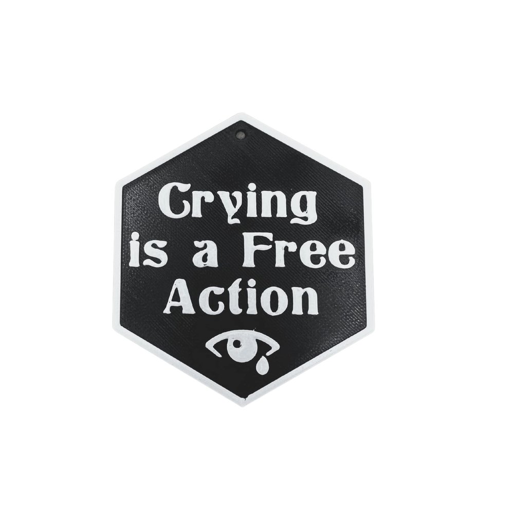 DND Crying is a Free Action Fridge Magnet Token | D&D Tabletop Games Token (DND Magnet)