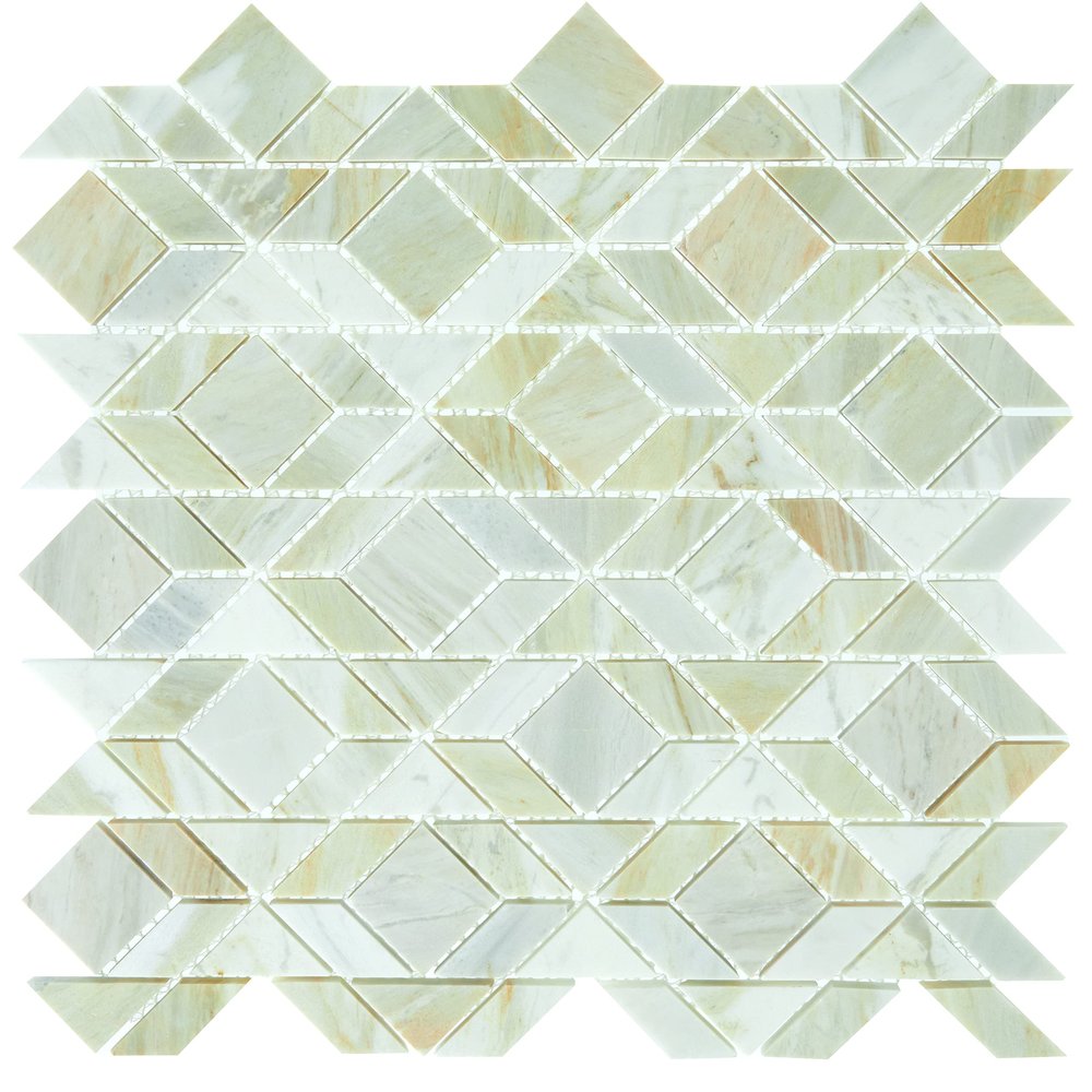 Daltile Pietra Divina Marble Natural Stone Framework Mosaic in Honed Namaste