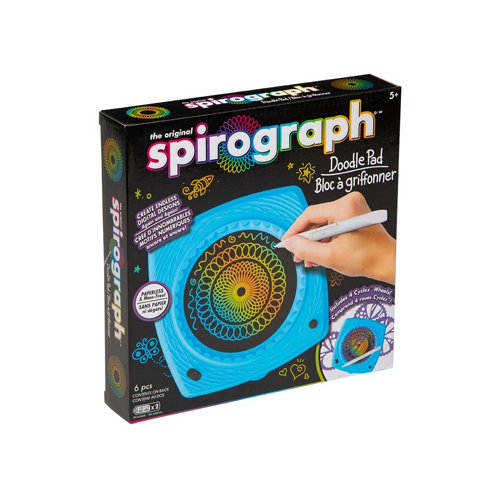 Spirograph Doodle Pad Arts and Crafts, Scratch Art, LCD Writing Tablet for Kids, Kids Toys, Art Supplies, Drawing Kit, Spiral Art, Double-Sides Stylus, Build-in Storage, Stencils Included, Ages 5+