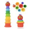 Kids Preferred World of Eric Carle The Very Hungry Caterpillar Bath Time Stacking Cup Set with Caterpillar Head Squirty Perfect for Water Play Ages 18 Months and Up view 1