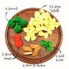 Pasta with broccoli, farfalle, bow tie pasta, felt play food for kids kitchen, pretend play for kids (beige, set 1 (farfalle, broccoli, chicken, tomatoes, basil)) view 2