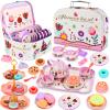 Lajeje Tea Party Set for Toddlers & Little Girls Ages 3-6  Princess Pretend Play Kitchen Toy with Tin Tea Set, Desserts & Carrying Case view 1