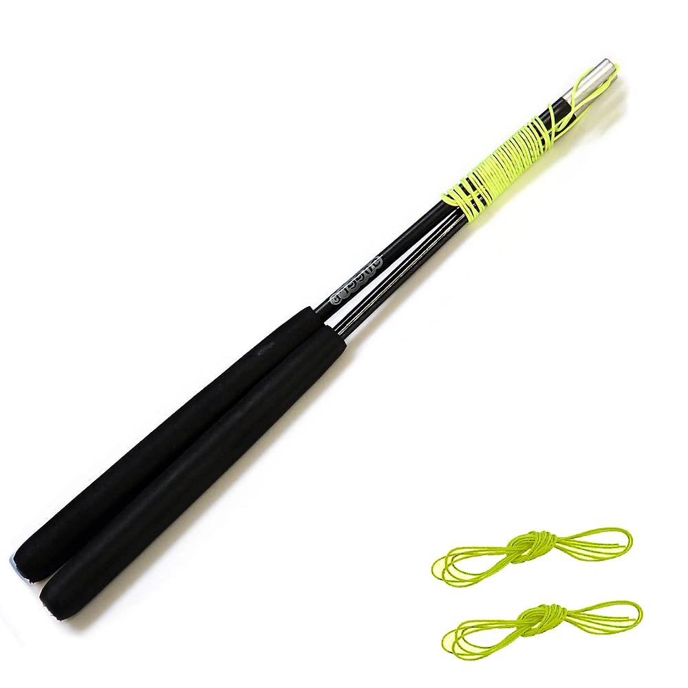 DSJUGGLING Fiberglass Diablo Sticks / Chinese Yoyo Diabolo Handsticks with Pro Slide diabolo String Set (Black, 18"(45cm))
