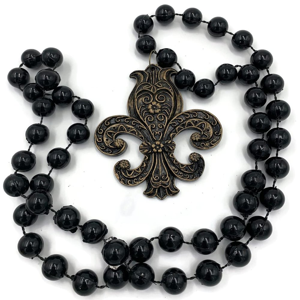 Fleur de Lis Filigree Mardi Gras Bead Necklace Spring Break Cajun Carnival New Orleans