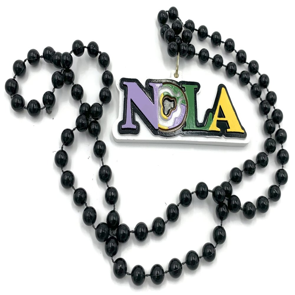 NOLA King Cake Design Mardi Gras Bead Necklace Spring Break Cajun Carnival New Orleans