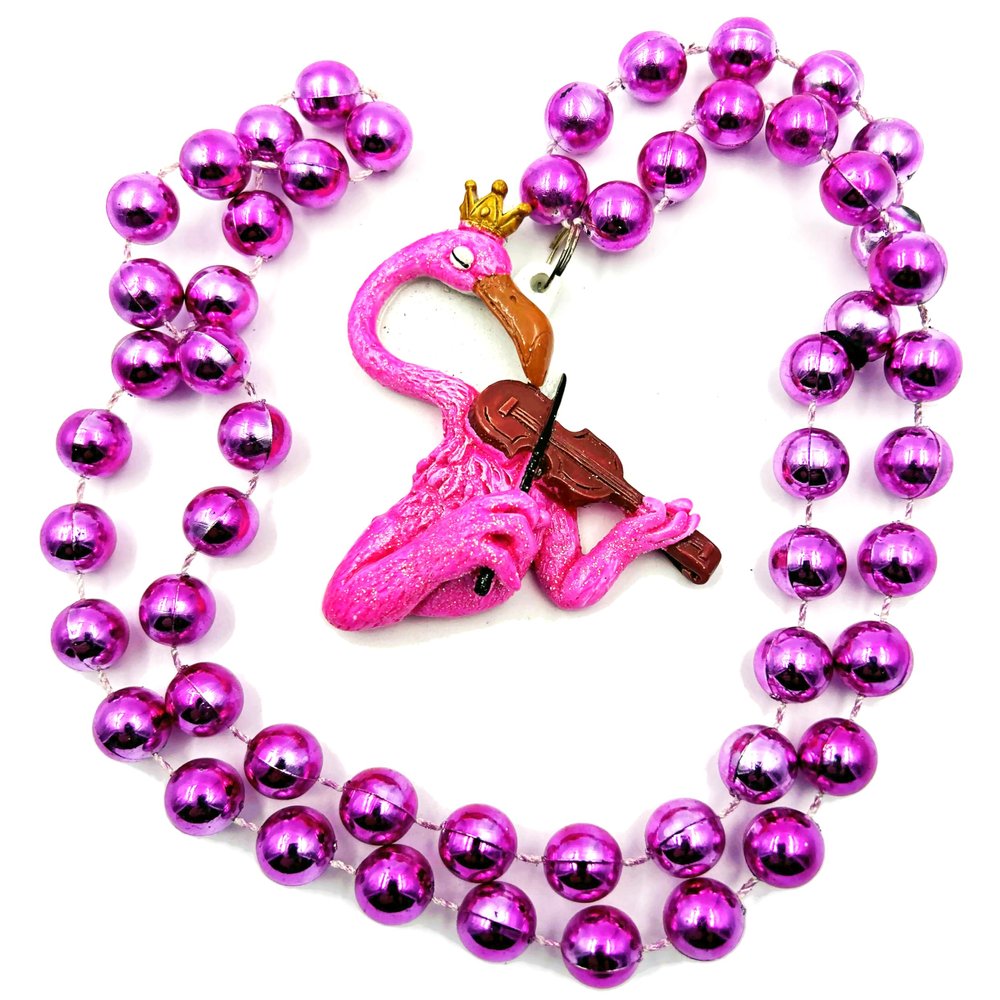 Mardi Gras Party Pink Flamingo New Orleans Luaua Gasparilla Fiddle