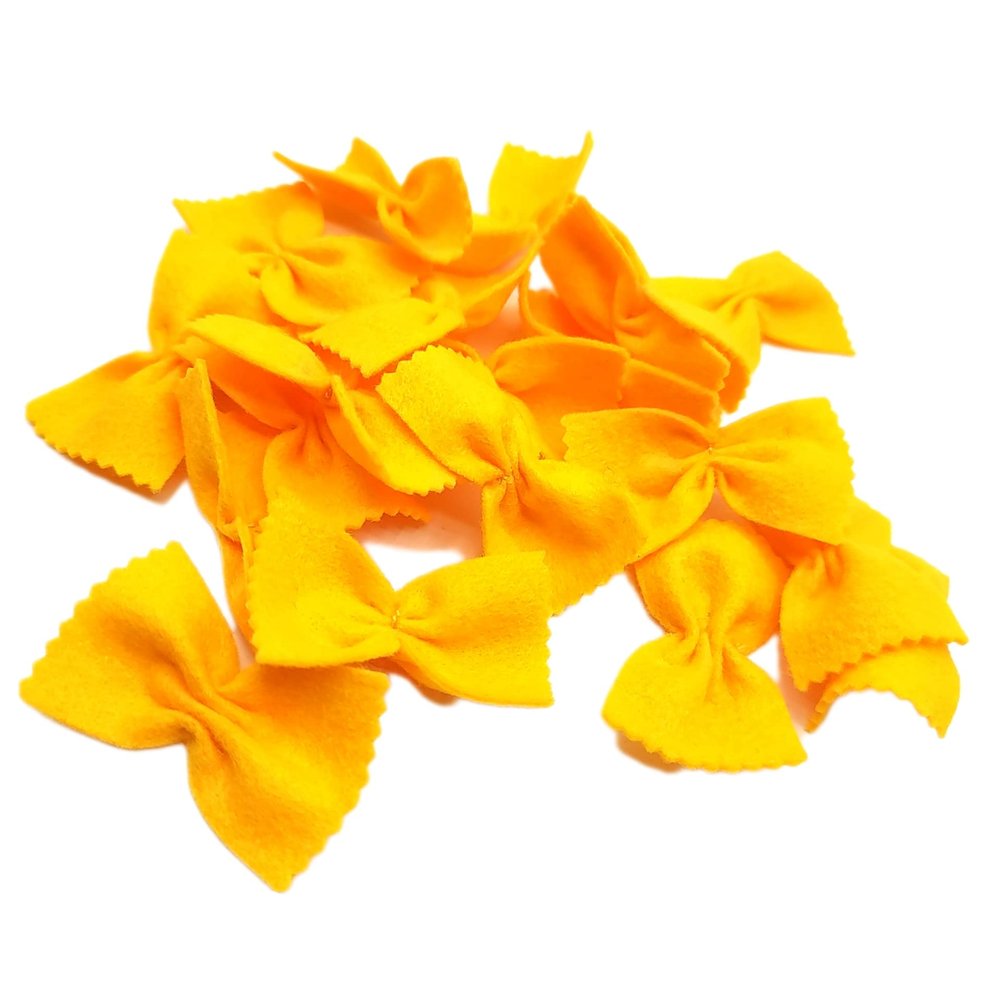 MiniWorldFood Pasta Felt Play Food, farfalle Soft, Bow tie, Pretend Play Kids Cafe, Toys for Kids Kitchen, Fake realictic Food (Yellow, 16 farfalle in a Zip Bag)