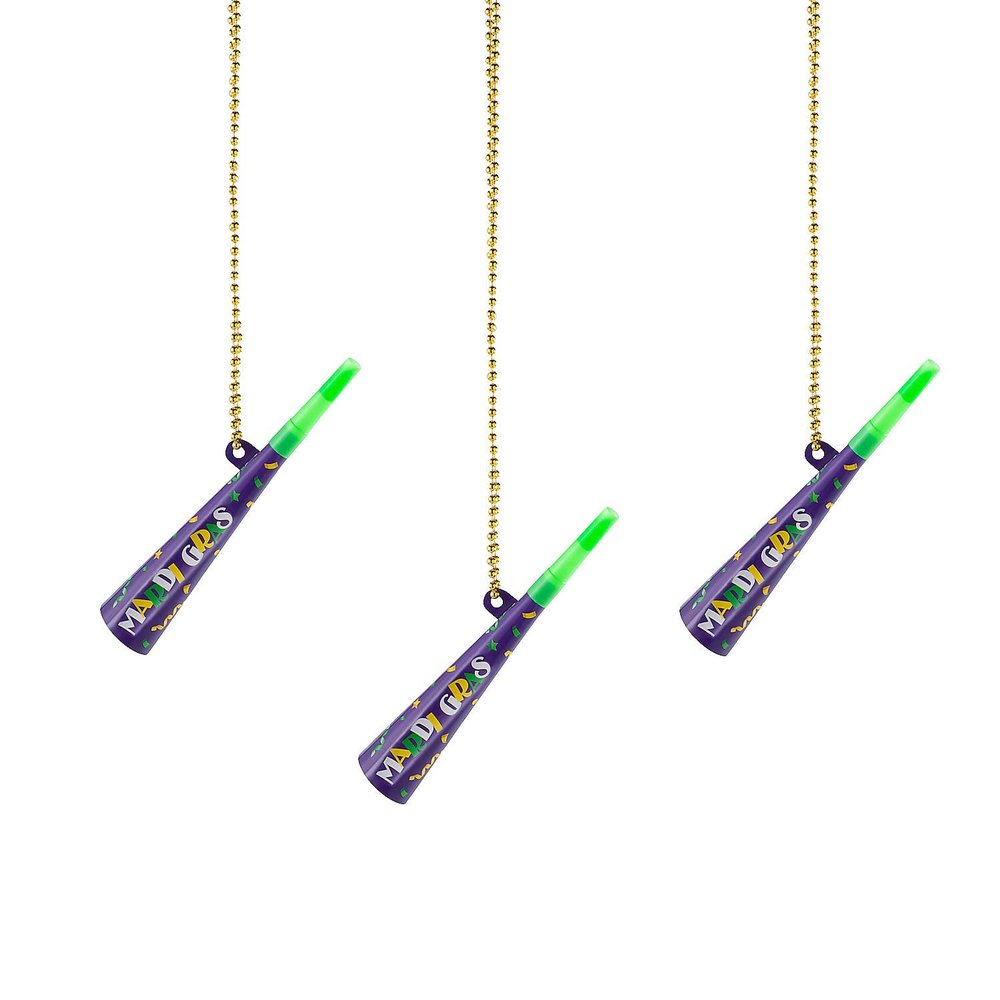 Mardi Gras Party Horn Necklaces, 12 Piece