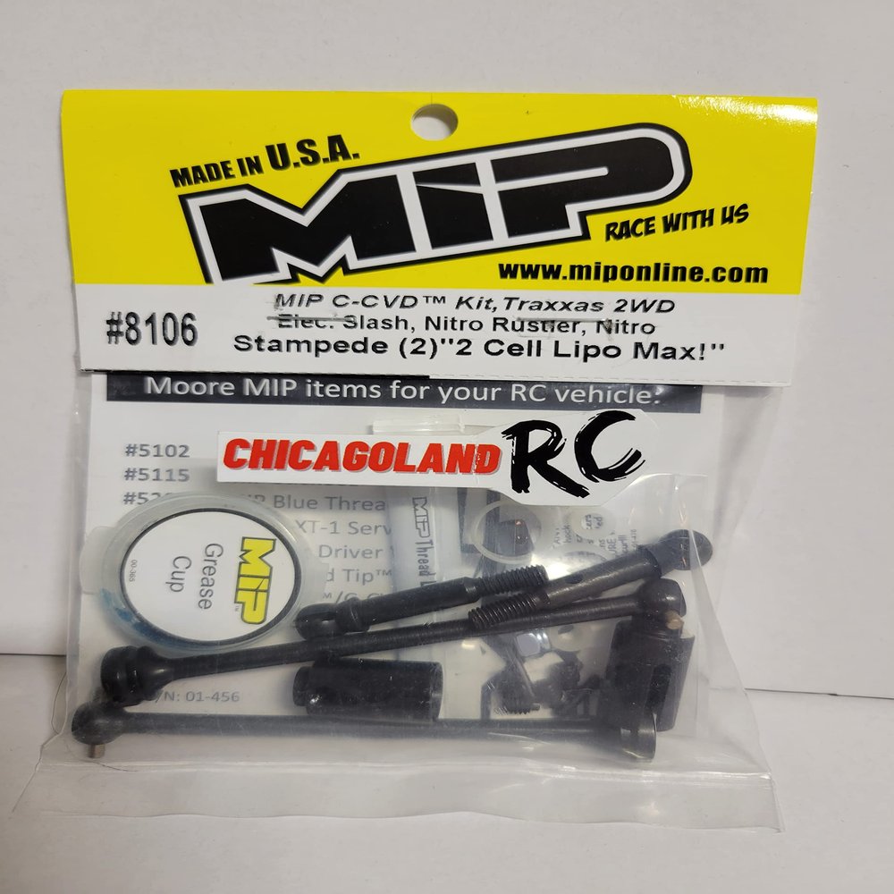 MIP 8106 C-CVD AXLES Kit Includes CHICAGOLAND RC Sticker T R A X X A S Slash Nitro Rustler Stampede 2WD vxl DRIVESHAFTS