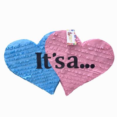APINATA4U Gender Reveal Heart Pinata,its a Boy and Girl Gander Reveal Item, Love Themed Party Decor, Valentines Day Gift for Him & Her, Birthday Party Supply, Handmade Heart Pinata for Girlfriend