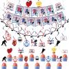 27 Pcs Hockey Birthday Party Supplies Ice Ball Party Favors Hockey Banner Cupcake Toppers Hanging Swirls Ice Ball Decorations for Fans Birthday Decorations view 1