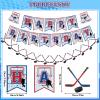 27 Pcs Hockey Birthday Party Supplies Ice Ball Party Favors Hockey Banner Cupcake Toppers Hanging Swirls Ice Ball Decorations for Fans Birthday Decorations view 2
