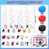 27 Pcs Hockey Birthday Party Supplies Ice Ball Party Favors Hockey Banner Cupcake Toppers Hanging Swirls Ice Ball Decorations for Fans Birthday Decorations view 3