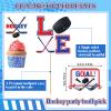 27 Pcs Hockey Birthday Party Supplies Ice Ball Party Favors Hockey Banner Cupcake Toppers Hanging Swirls Ice Ball Decorations for Fans Birthday Decorations view 4