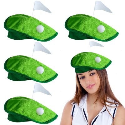 Funny Novelty Golfer Beret Hat with Golf Ball Flag for Party Costume Accessories and Supplies (4 Set)