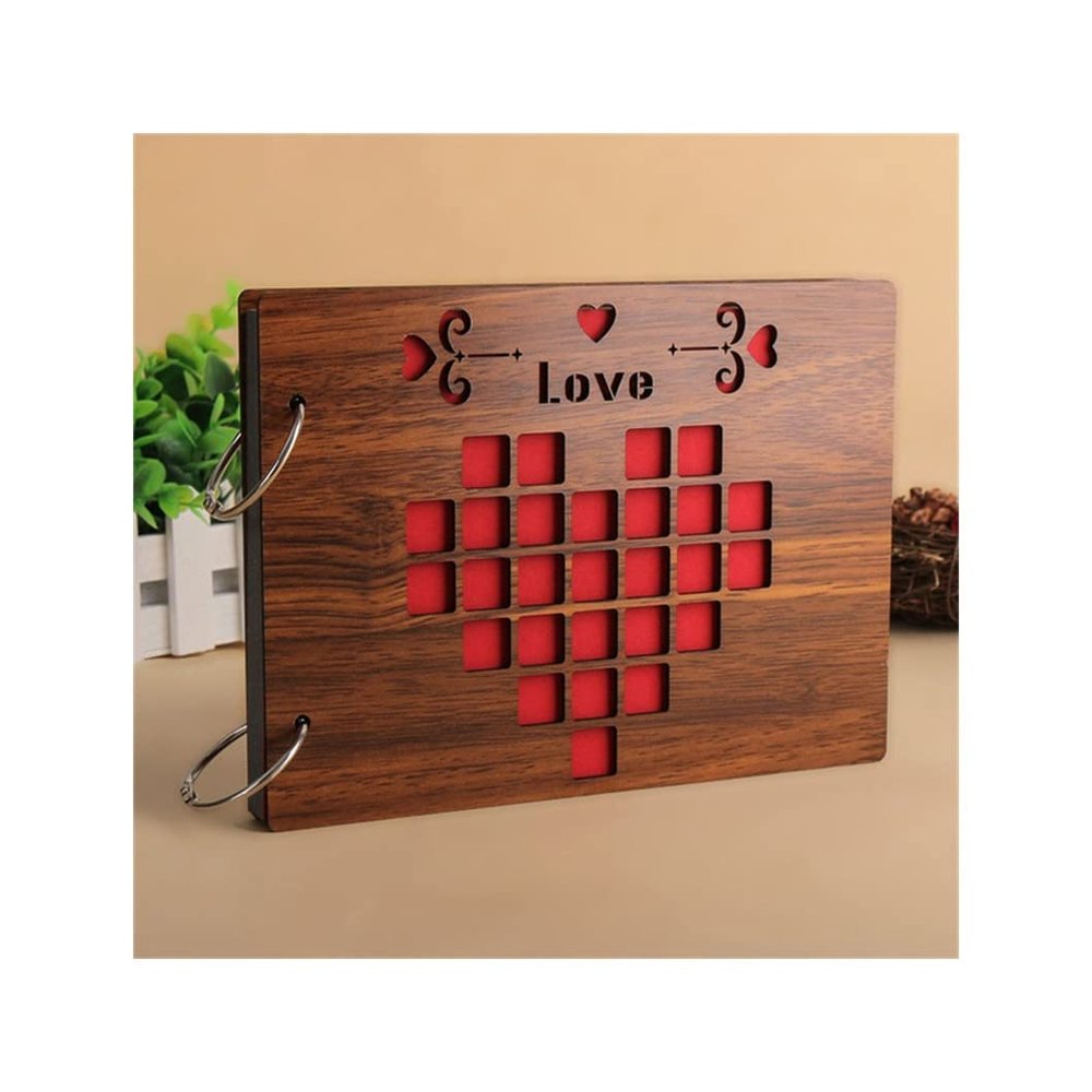 BAN.P Wood Covering Handmade Albums Loose-Leaf Pasted Baby Lovers Album Wedding DIY Photo Album Memorial Photo Album (Color : G, Size : 8 Inch)