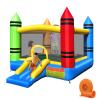 HONEY JOY Inflatable Bounce House, Kids Castle Jumping Bouncer w/Slides, Including Oxford Carry Bag, Repairing Kit, Stakes, Indoor Outdoor Party Play Center for Toddler (Crayon with 550w Blower) view 1
