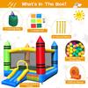 HONEY JOY Inflatable Bounce House, Kids Castle Jumping Bouncer w/Slides, Including Oxford Carry Bag, Repairing Kit, Stakes, Indoor Outdoor Party Play Center for Toddler (Crayon with 550w Blower) view 3