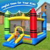 HONEY JOY Inflatable Bounce House, Kids Castle Jumping Bouncer w/Slides, Including Oxford Carry Bag, Repairing Kit, Stakes, Indoor Outdoor Party Play Center for Toddler (Crayon with 480w Blower) view 3