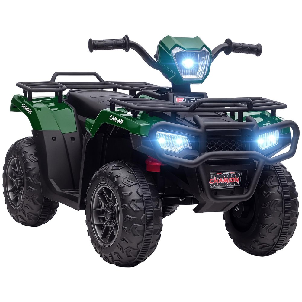 Aosom 12V Ride on ATV for Kids, Kids Electric 4 Wheeler 2.5MPH with Headlight, Music, MP3, Treaded Tires, Battery Powered Quad for Toddler 35 Years, Green