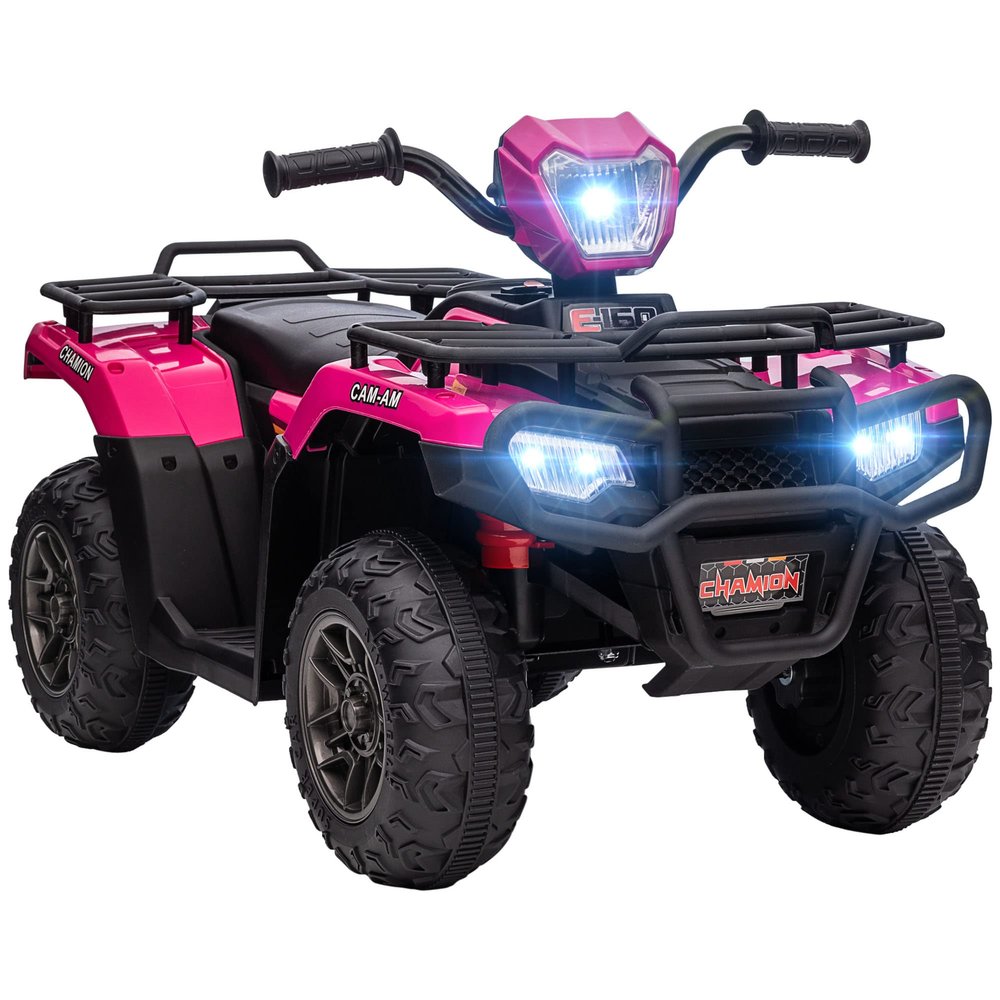 Aosom 12V Ride on ATV for Kids, Kids Electric 4 Wheeler 2.5MPH with Headlight, Music, MP3, Treaded Tires, Battery Powered Quad for Toddler 35 Years, Pink