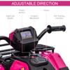 Aosom 12V Ride on ATV for Kids, Kids Electric 4 Wheeler 2.5MPH with Headlight, Music, MP3, Treaded Tires, Battery Powered Quad for Toddler 35 Years, Pink view 4