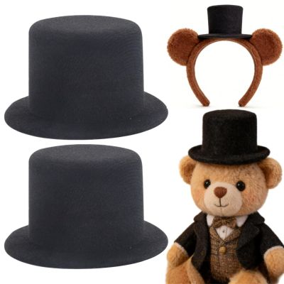 jojofuny 2Pcs Mini Top Hats for Dolls DIY Craft Decorations Tiny Doll Accessories Miniature Kawaii Tiny Hats for Dollhouse and Party Supplies 3.54X3.54X1.77In