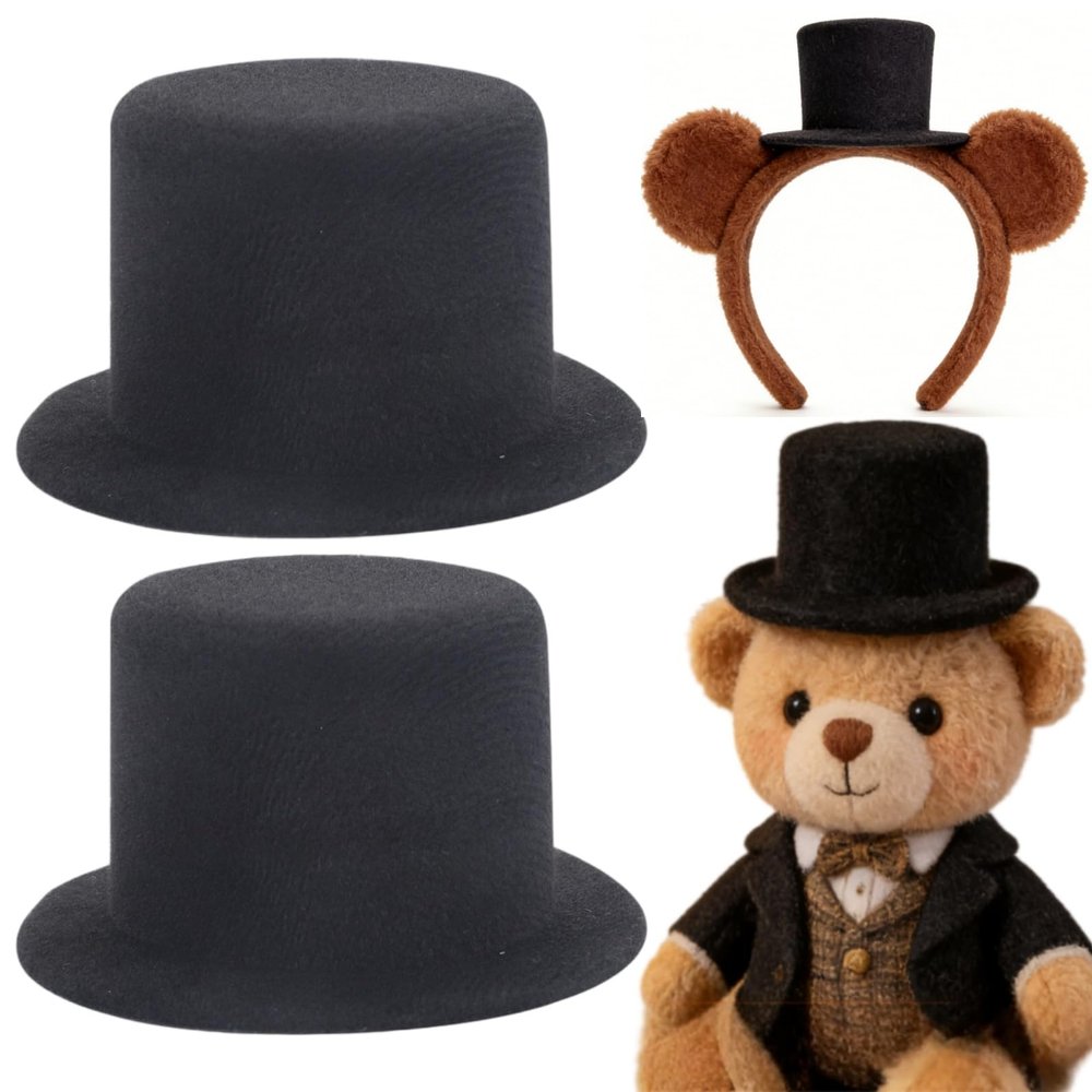 jojofuny 2Pcs Mini Top Hats for Dolls DIY Craft Decorations Tiny Doll Accessories Miniature Kawaii Tiny Hats for Dollhouse and Party Supplies 3.54X3.54X1.77In
