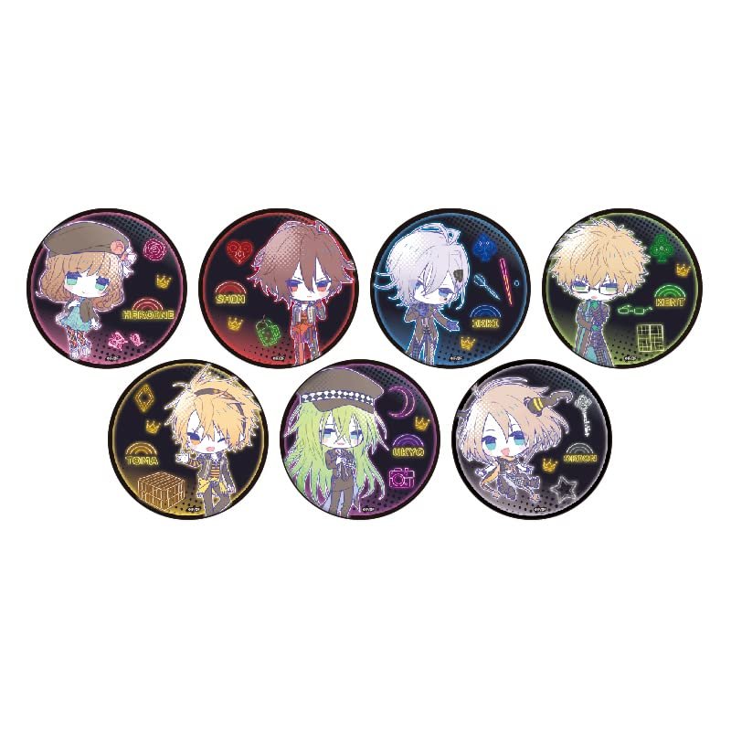 AMNESIA 03 Neon Ver. Graph Art Illustration Tin Badge, Box of 7
