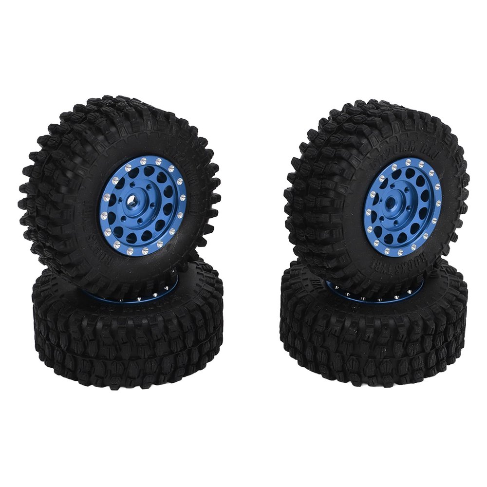 RiToEasysports RC Car Tires, 4pcs RC Tire and Wheels Set Aluminum Alloy Rims Hub Rubber Tires for 1/18 for SCX24 1/24 Car (Blue) Rc Tires
