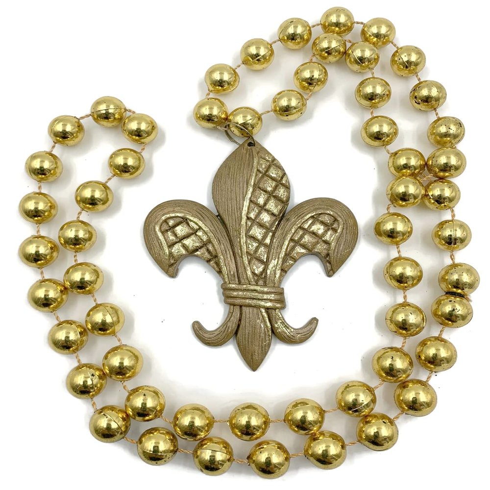 Fleur de Lis Tulip Design Mardi Gras Bead Necklace Cajun Carnival Festival New Orleans