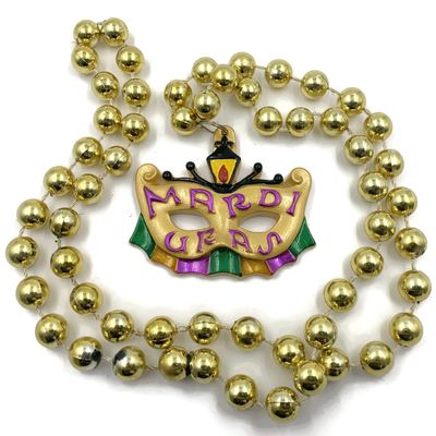 Mask Lamp Post Mardi Gras Bead Necklace Cajun Carnival Festival New Orleans
