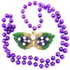 Masquerade Mask Mardi Gras Bead Necklace Purple Green Gold and Jewels New Orleans view 1